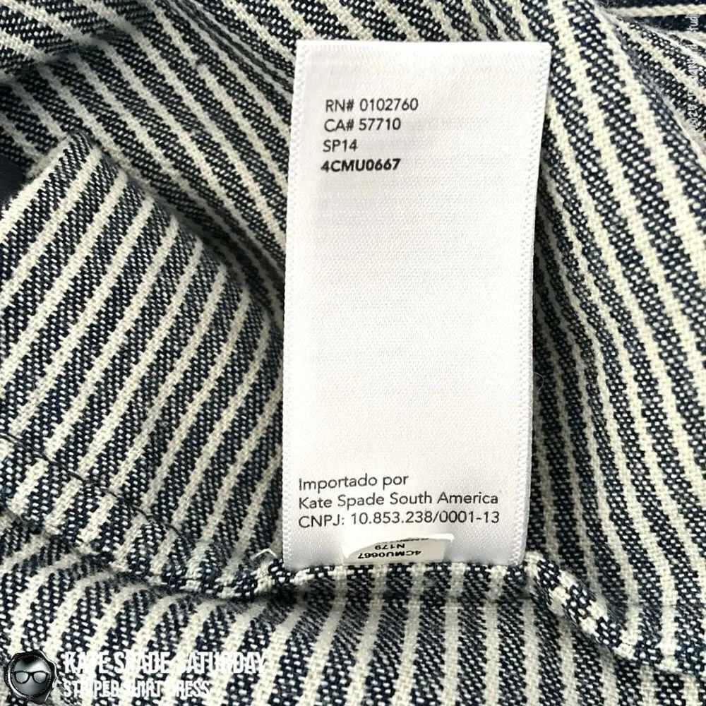 VINTAGE KATE SPADE SATURDAY LONG SLEEVE STRIPED DENIM SHIRT DRESS SPRING 2014